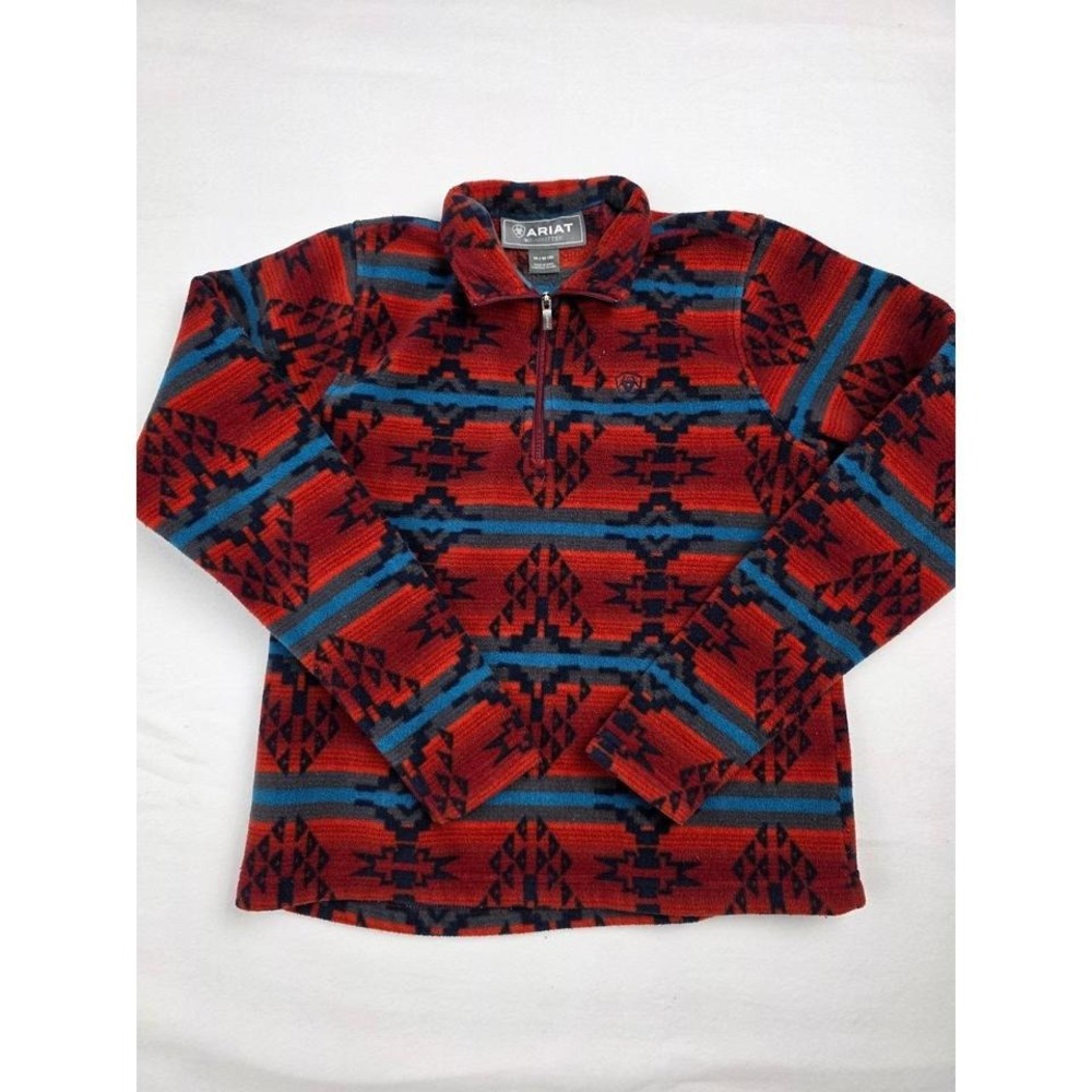 Ariat Girls Red‎ Southwestern AriatTek Quarter Zip Fleece Pullover Size M 10